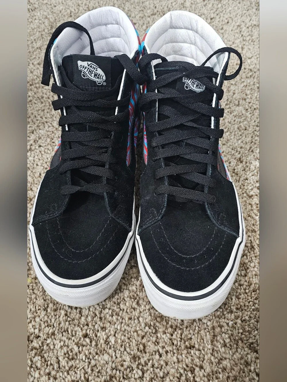Vans Retro Mart Black High-Top Sneakers with Teal and Red Graphic Panels